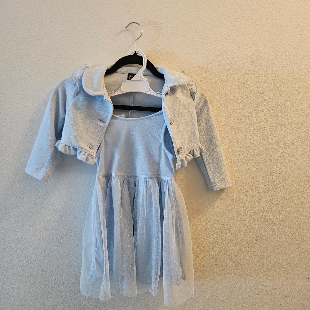 light blue Lilt toddler girl dress matching coat set‎ sparkly tulle  sz4T formal